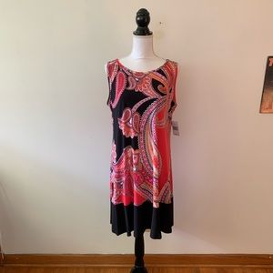 New Size 14 Ronni Nicole Paisley Print Dress Pink Orange Black White